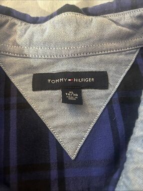 Tommy Hilfiger Navy and Black Plaid Lightweight Shirt Jacket